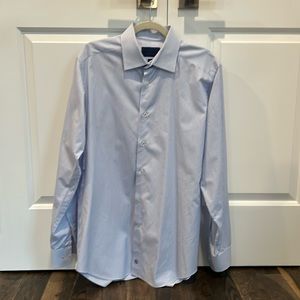 David Donahue Men’s Slim Fit 100% Cotton Blue Stripe Dress Shirt 16.5x34/35